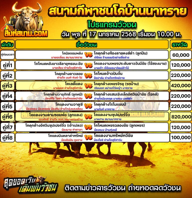 โปรแกรมวัวชนล่าสุด111